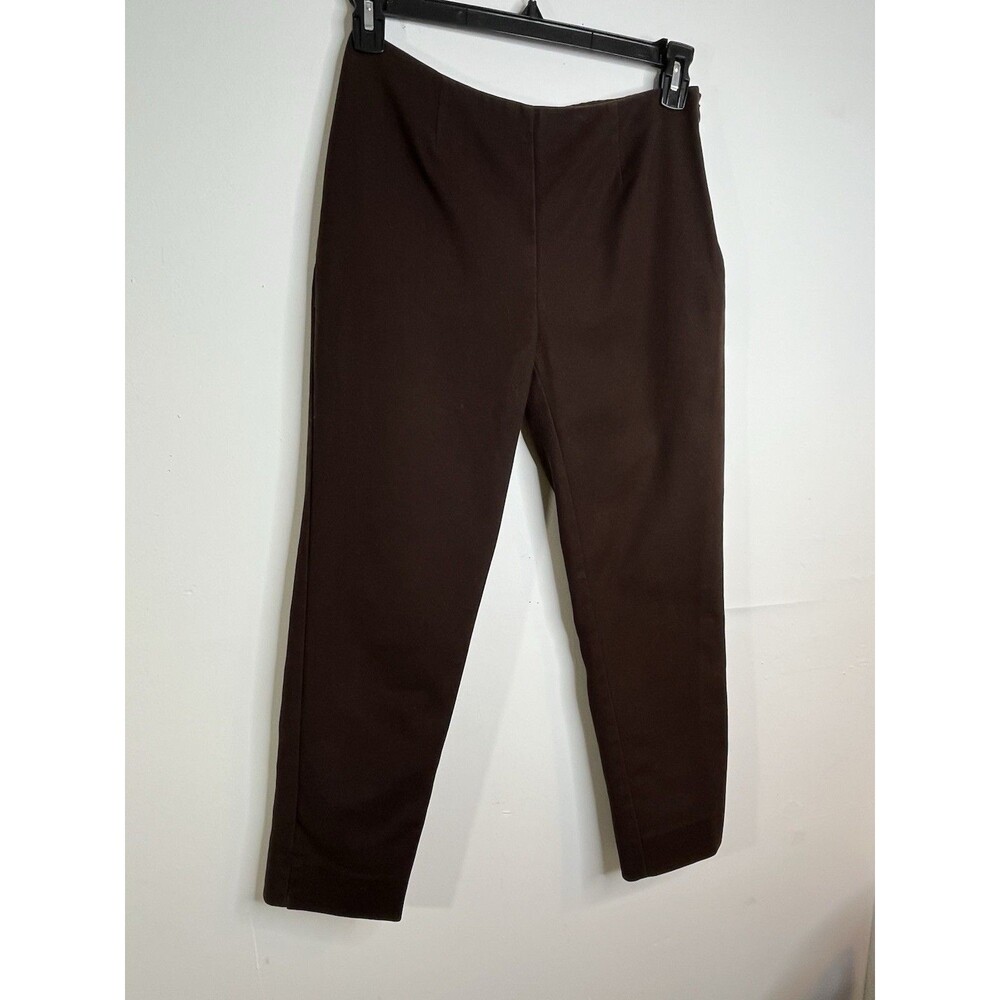 Chicos Capri Pants Womens 0.5 Brown Cotton Blend Mid Rise Zip Fly Flat Front